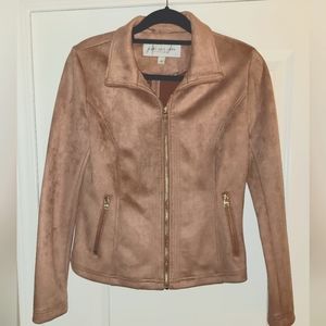 Rose pink suede feel waist length jacket